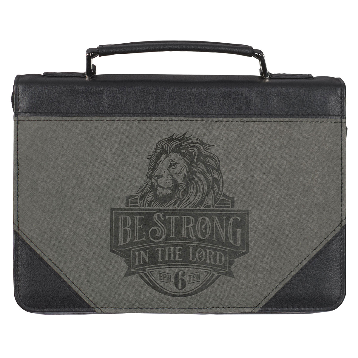 Be Strong in the Lord Grey and Black Faux Leather Bible Bag (Copy)