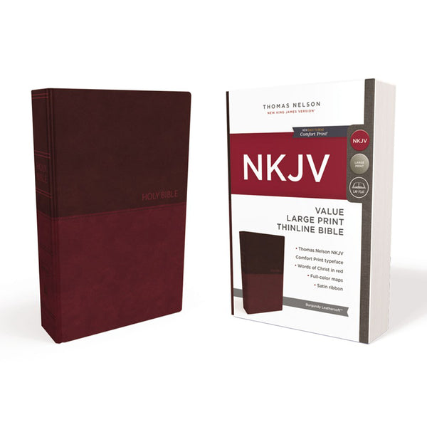 NKJV Value Thinline Bible Large Print Red Letter Burgundy (Imitation Leather)