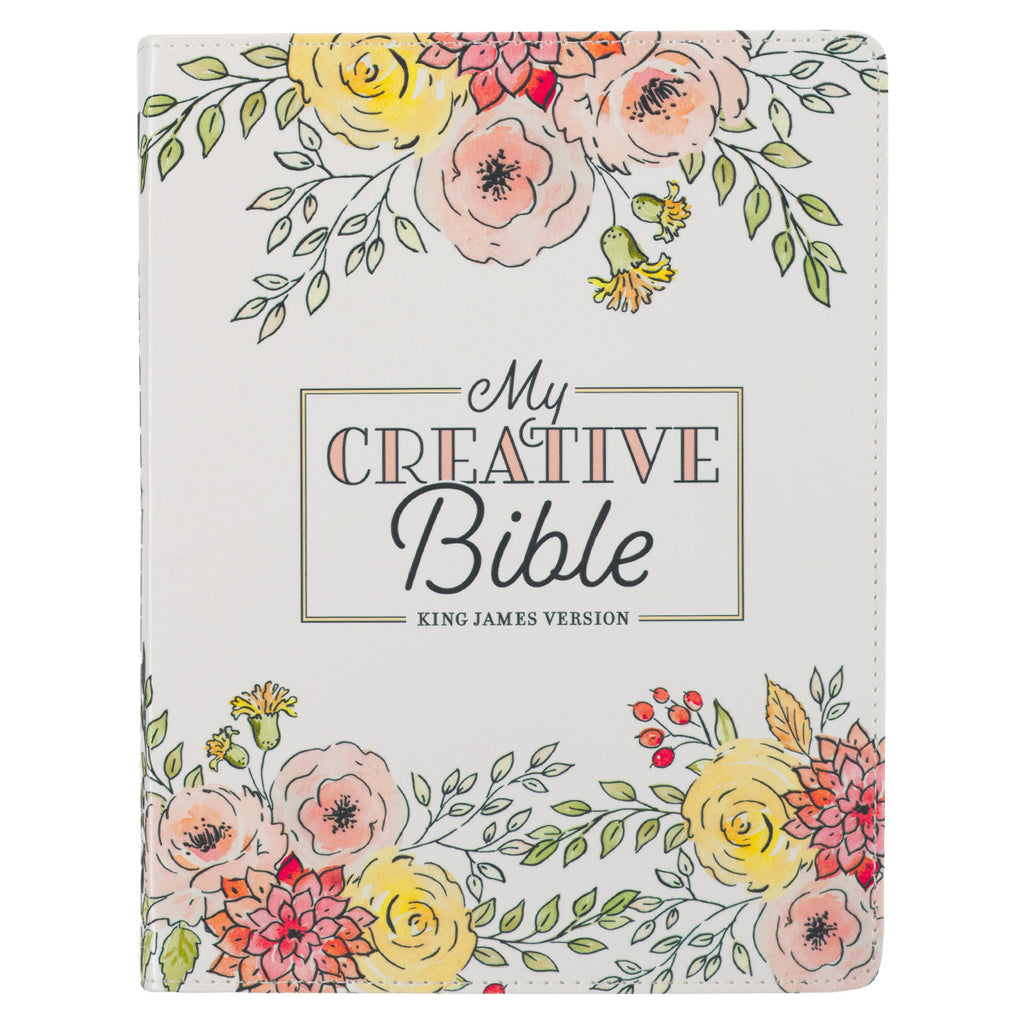 KJV White Floral Faux Leather Flexcover My Creative Bible
