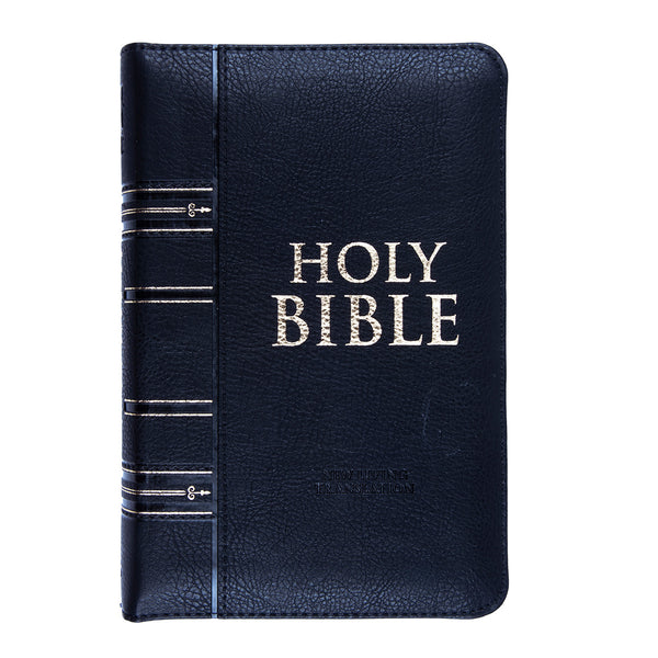 NLT Black Faux Leather Flexcover Compact Bible With Zip