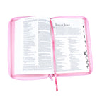 NLT Pink Faux Leather Standard Bible Thumb Indexed With Zip