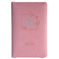 NLT Pink Faux Leather Standard Bible Thumb Indexed With Zip
