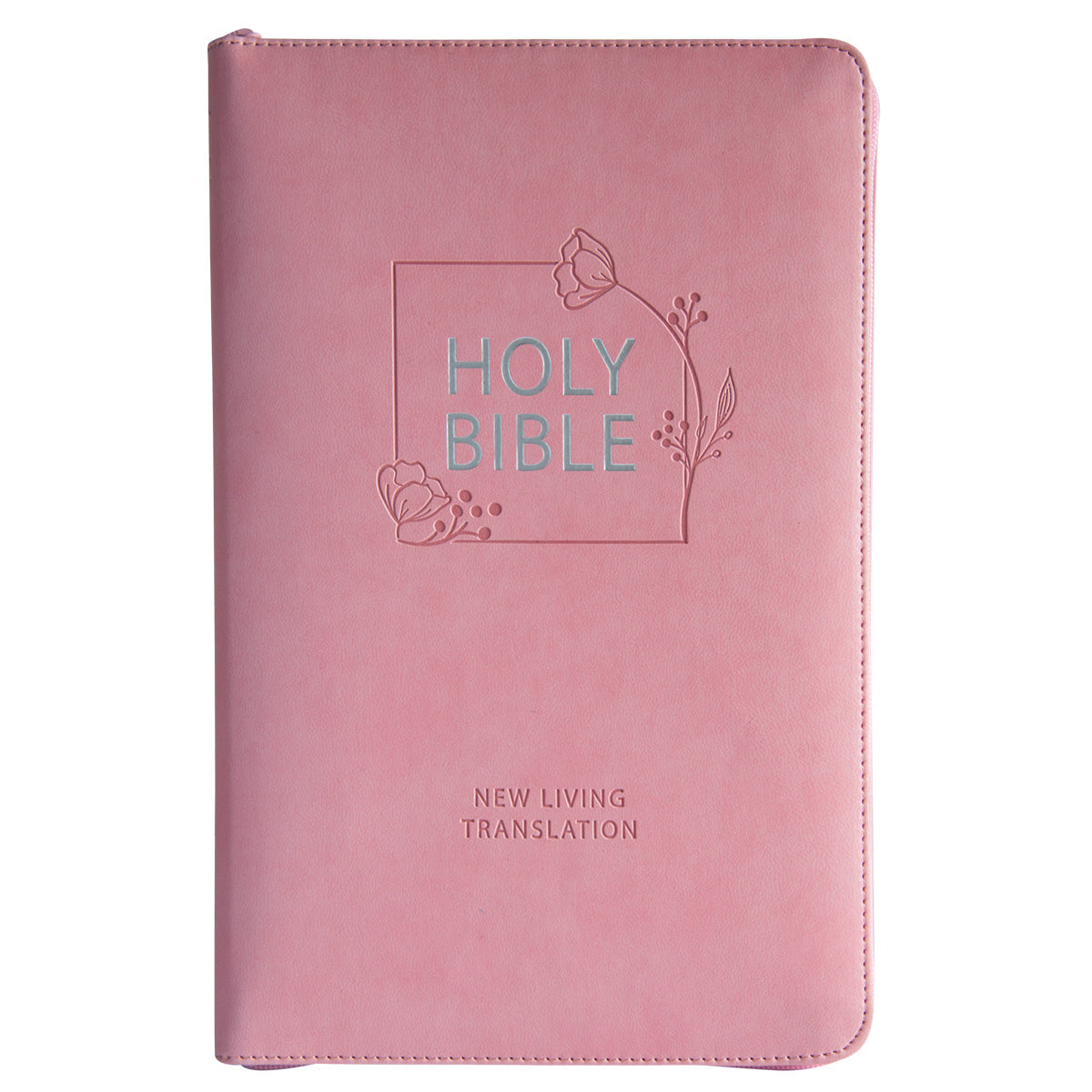 NLT Pink Faux Leather Standard Bible Thumb Indexed With Zip