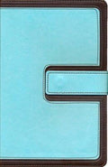 KJV UltraThin Reference Bible, Brown and Blue LeatherTouch with Magnetic Flap, Thumb-Indexed