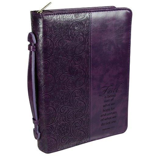 Purple "Faith" Bible/Book Cover - Hebrews 11:1 (Medium)
