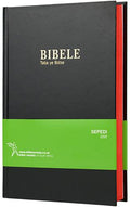 Bibele - Taba ye Botse, 2000 translation, medium size, black hardcover, red-edged