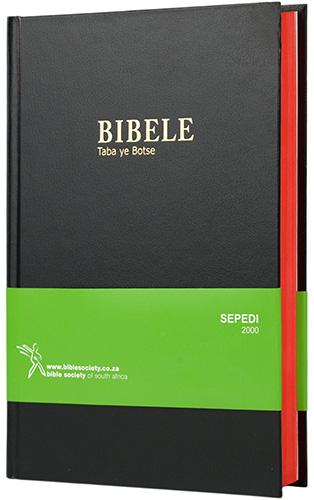 Bibele - Taba ye Botse, 2000 translation, medium size, black hardcover, red-edged