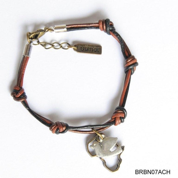 Black & bronze leather with Africa bracelet