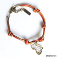 Orange & bronze leather with Africa bracelet