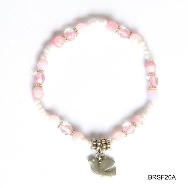 Pink beads with dove bracelet