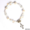 Cream beads with cross bracelet