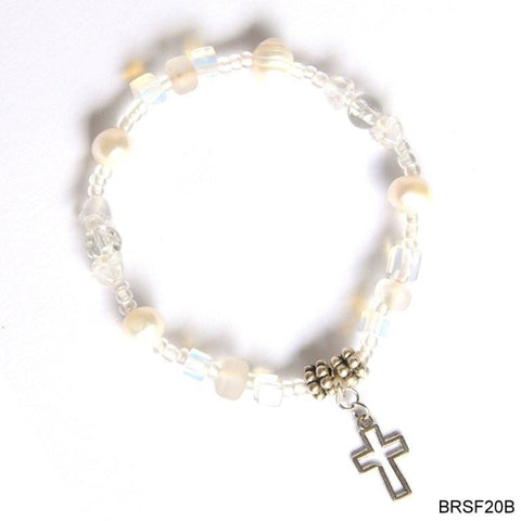 Cream beads with cross bracelet