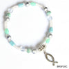 Aqua beads with fish symbol bracelet