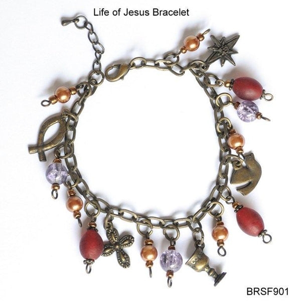 Red & purple Charm Bracelet -AB Life of Jesus