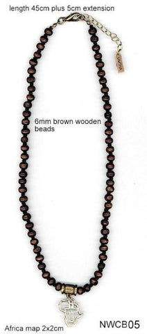 Wooden beads with cross & Africa Necklace